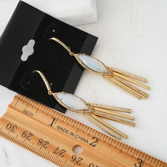 Anthropologie Melanie Auld Moonstone Fringe Earrings - Picture 3 of 3